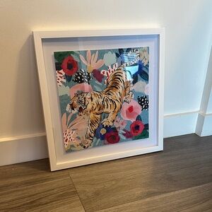 Colorful Tiger Floral Framed Art Print